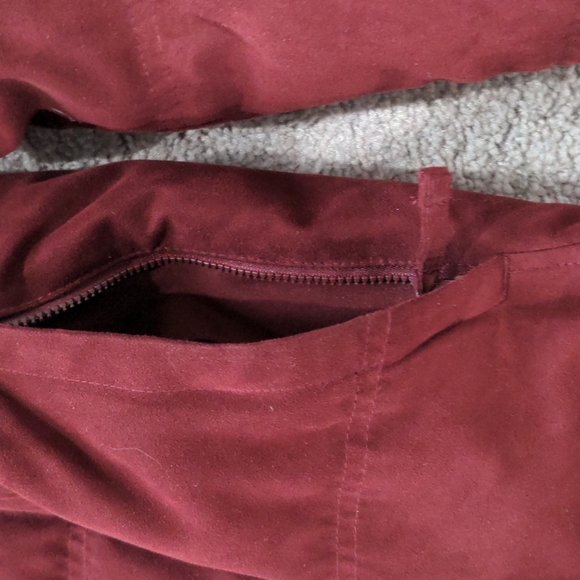 LL BEAN Microsuede Goose Down Quilted Maroon Coat Parka Jacket - Picture 5 of 8